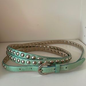 Mint Green Double Wrap Leather Belt w/ Silver Rivets
